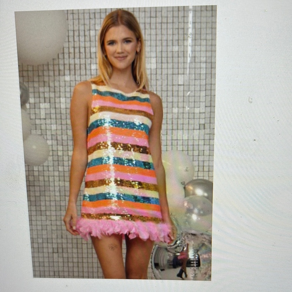 Multicolor Sequin Striped Midi Dress